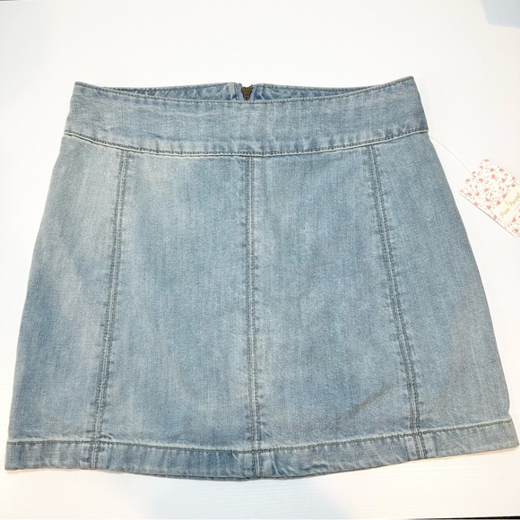Free People Zip To It Beta Wash Denim Mini Skirt - Picture 7 of 13